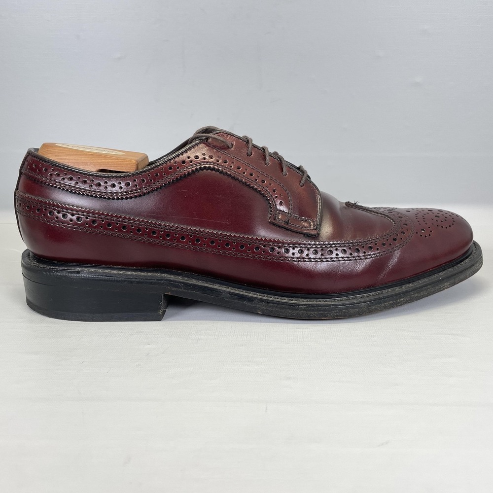 Dexter USA Longwing Dress Shoes Mens Size 9.5 B Burgundy Leather Oxford Brogue